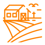 orange icon of a farm