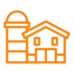 orange icon of a farm house