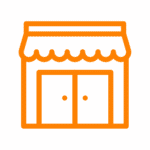 orange icon of a small business shop